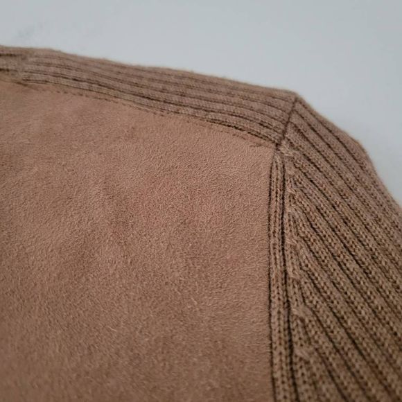 Tory Burch Wool and Suede Leather Sweater V-neck Small Brown - Picture 6 of 6